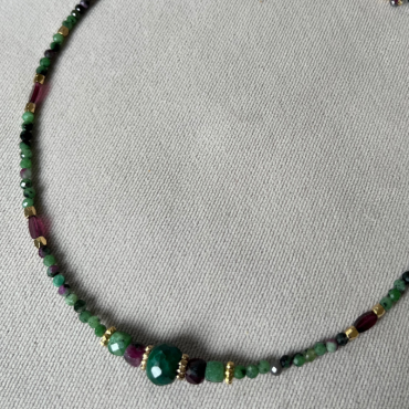 Collier PAPYRUS Rubis zoïsite