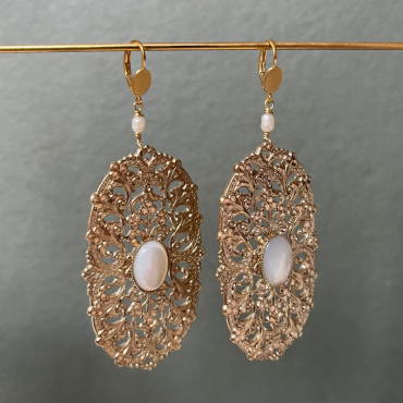 Boucles PAGODE Nacre blanche