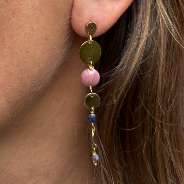 Boucles longues multi-pierres Pistache
