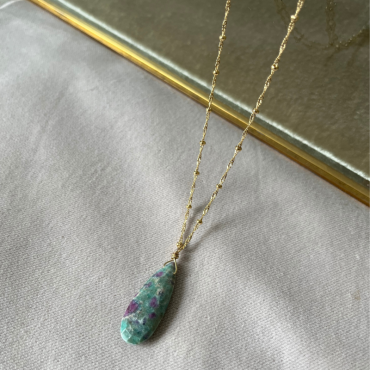 Collier Positano goutte facettée rubis zoïsite